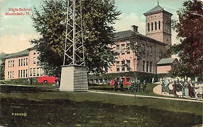 1914 New Jersey Postcard: View Of People At High School Building Montclair Nj • $4.99