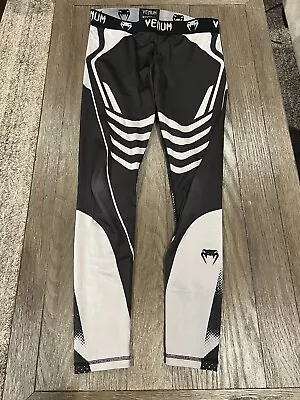 Men's Venum Black Jiu Jitsu Wrestling Compression Spandex Tights Spats XL • $28