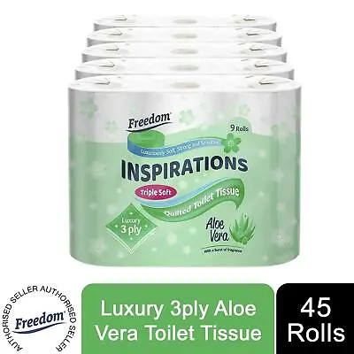 Freedom Inspirations Quilted Soft Aloe Vera 3 Ply Toilet Paper Roll 45 Rolls • £14.99