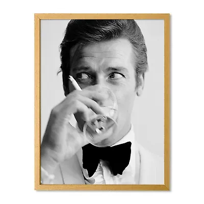 Framed Iconic Roger Moore James Bond Poster - Celebrity Memorabilia Wall Decor • £24.99