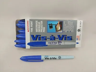 Box Of 12 Blue Vis-A-Vis  EXPO Wet-Erase Overhead Projector Transparency Markers • $34.99