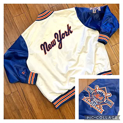 Vintage Satin Mets Starter Jacket 4XL W/ Patches Sewn 1986 25th Anniversary • $149.80