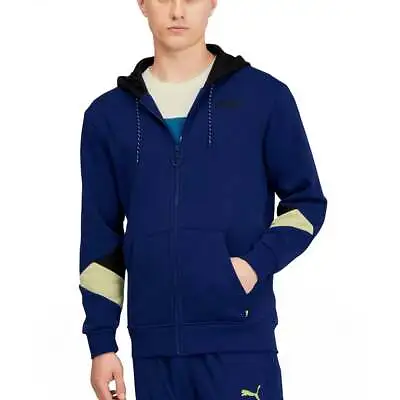 Puma Rebel FullZip Pullover Hoodie Mens Blue Casual Athletic Outerwear 589404-12 • $14.99