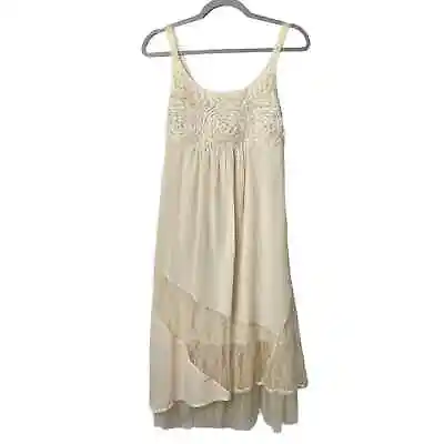 A'reve | Cream Ivory Lace Velvet Strap Textured Dress NWT Shabby Chic | Sz S • $26