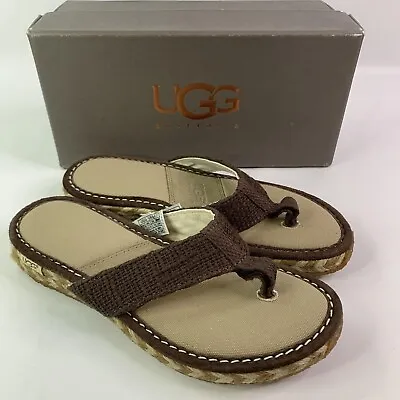 NIB New Authentic UGG Australia Chocolate Brown Playa Sandals Shoes Size 7  • $55