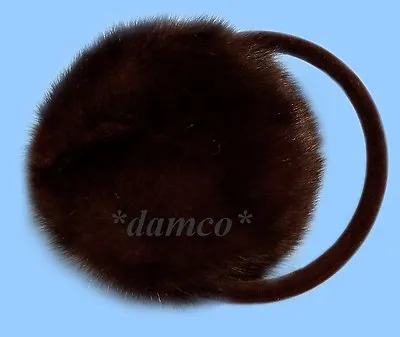 NEW GENUINE DARK RANCH MINK FUR EARMUFFS One Fits All • $54.95