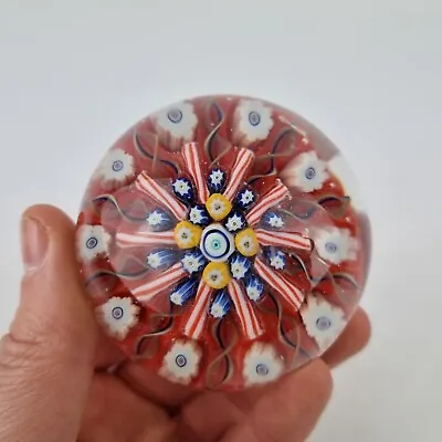 Vintage Vasart Scotland Art Glass Paperweight Millefiori Canes Wheel Style • £49