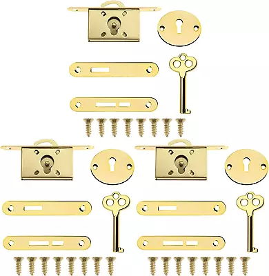 3 Sets Cabinet Lock Exquisite Decorative Jewelry Box Lock With Keys & Screws Vin • $25.35