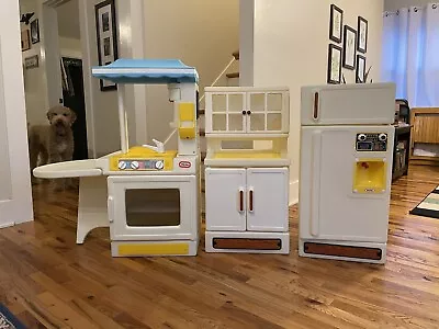 Vintage Little Tikes Kitchen Set: Refrigerator Pantry Island And Party Kitchen • $699