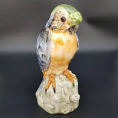 Vintage Italian Hand Painted Colorful Glossy Parrot On Rock Porcelain Figurine  • $107.07