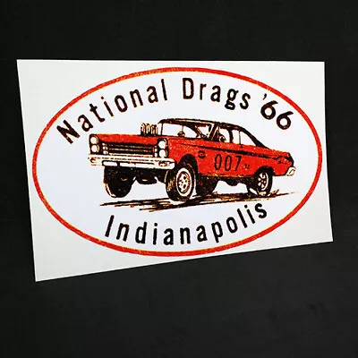 NATIONAL DRAGS '66 INDIANAPOLIS Vintage Style DECAL / STICKER Rat Rod Racing • $4.69