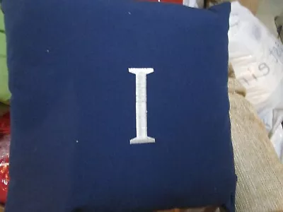 Pottery Barn Indoor Outdoor Pillow 22  Monogrammed I  Blue With Insert Zipper  • $20.74