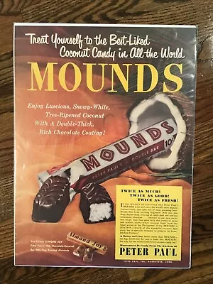 Vintage 1950 Mounds Coconut Candy Peter Paul Magazine Print Ad Large 13  X 10   • $13.99