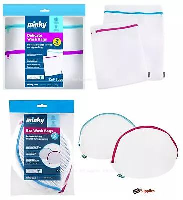 Minky Delicate Clothes Bra Washing Laundry Mesh Bag Nylon 2 Pack • £7.95