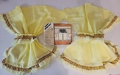 New Vintage Pair Yellow Ruffled Cape Cod Curtains W/ Tie Backs 60Wx24L JCPenney • $8.97