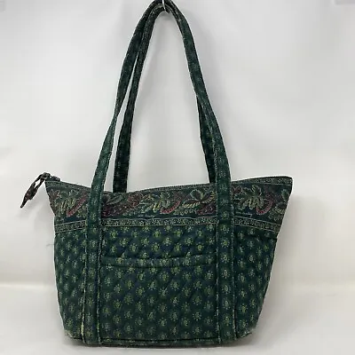 Vintage Vera Bradley Villager Tote Bag In  Classic Green - 1998  Pattern “read” • $17