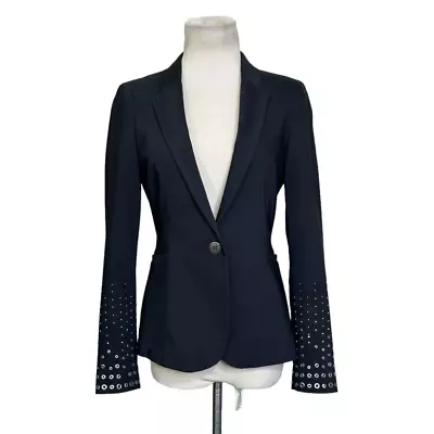 ZARA Black Studded Sleeves One Button Tuxedo Jacket Size Small • $15