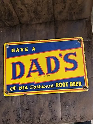 Vintage Dad's Root Beer Sign - Old Fashioned Beverage Store Gas Oil Pump Sign • $59.99