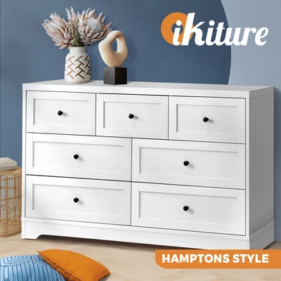 $219.90 • Buy Oikiture 7 Chest Of Drawers Tallboy Dresser Table Storage Hamptons Cabinet