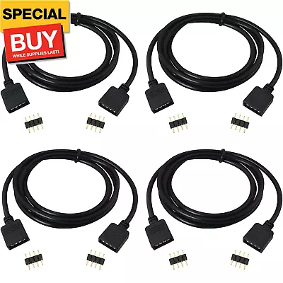 4PCS 4 Pin LED Connector RGB Extension Cable LED Strip Connector Extension Cable • $14.99