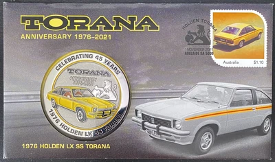 $32 • Buy TORANA Anniversary 1977-2021 1976 LX SS TORANA PNC MEDALLION COVER (Limit 2000)