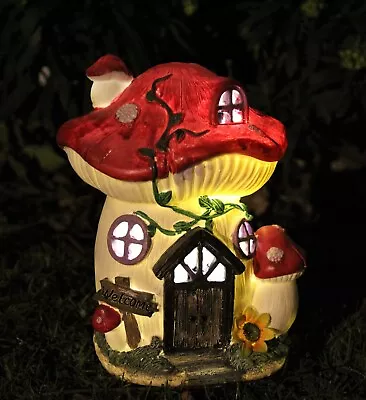 Garden Fairy Mushroom Flower  House Solar Decorative Ornament Secret Gift • £10.95