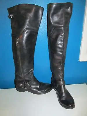 Miss Sixty Leighton Over The Knee Boot Women 36.5 6 Black Motorcycle Biker • $79