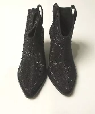 Jessica Simpson Women's Zadie Studded Boots KB8 Black Glitter Gabor Size US:7.5 • $17.99