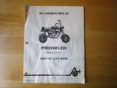 Vintage 1971 Arctic Cat Prowler Bike Model 2325-001 Illustrated Parts List • $10