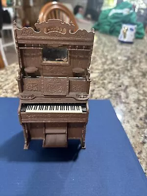 Dollhouse Miniature Upright Piano. Brown Plastic White/ Black Keys With Mirror • $7