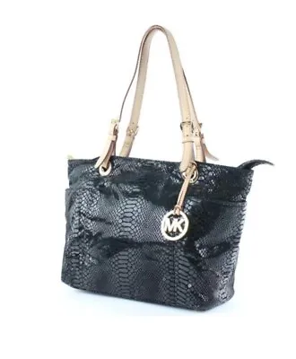 Michael Kors Black Patent Embossed Python Jet Set Tote • $108