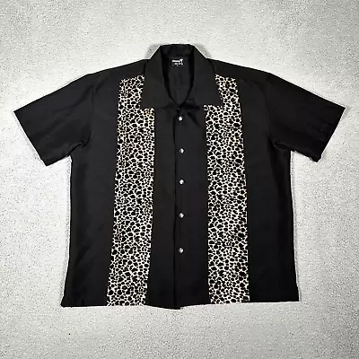 Steady Last Call Shirt Mens XL Black Leopard Print Bowling Rockabilly USA Made • $35.95