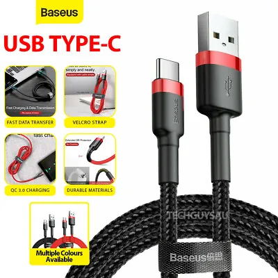$9.99 • Buy Baseus USB To Type C Charger Cable 3A Fast Charging Lead Data Cord For Samsung