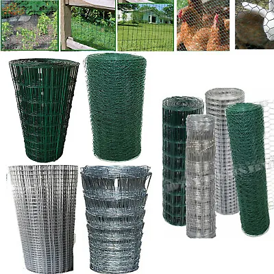 Green Galvanised Welded Mesh Wire Fence Aviary Rabbit Hutch Chicken Coop Pet • £7.70