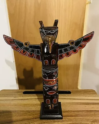 Indian Totem Pole 40cm Carved Wooden Painted • £20