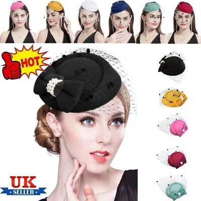 £7.99 • Buy Womens Fascinator Pillbox Hat Party Wedding Headband Ladies Day Race Royal Ascot
