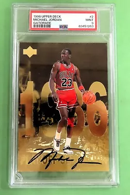 1998 Upper Deck Michael Jordan Gatorade Postcard Nba Facimile #2 Mint Psa 9 • $72