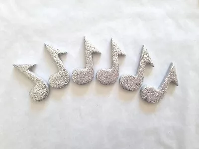 £4.95 • Buy 12 Glittery Silver Music Notes- Edible Sugar Cake Decorations / Toppers