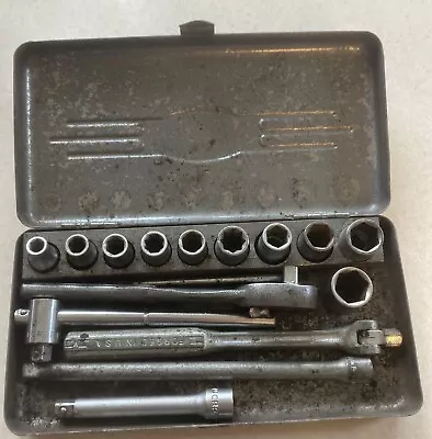 Vintage 16pc. CRAFTSMAN =V= 1/4” Drive Socket Set & Metal Box • $9.95