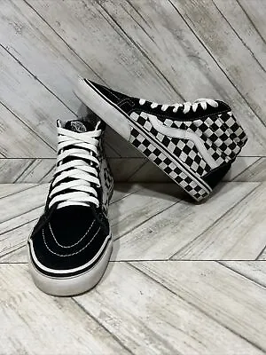 VANS Sk8 Hi Black & White Checker Board Skate Sneakers 721277 Sz M7 W8.5 • $37.78