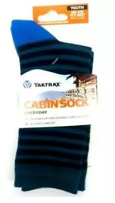 Yaktrax Youth's Cabin Socks Everyday Hiking Casual Socks Blue Black One Size New • $9.68