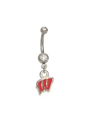 Wisconsin University W Body Jewelry Stainless Curved Navel Barbell Belly Ring • $7.50