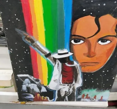Black Artist Signed Orig. Painting Michael Jackson  Rendering Acrylic On Canvas • $200