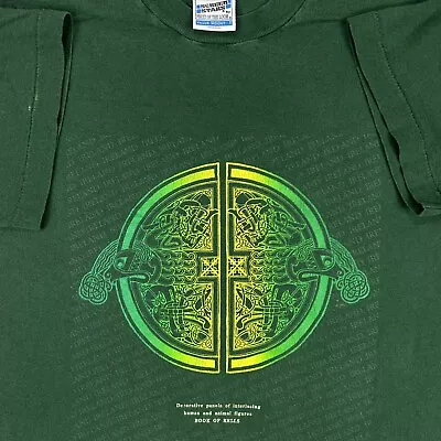 Vintage 90s BOOK OF KELLS IRELAND T-Shirt L Gospel Celtic Irish St. Patrick Day • $21.24