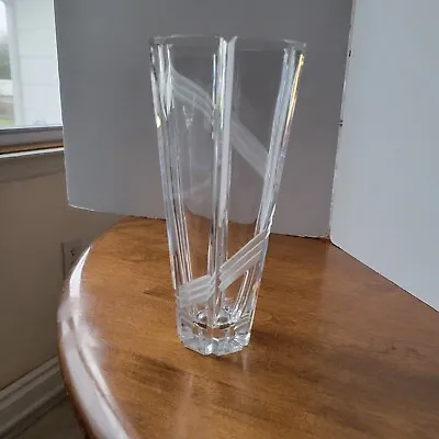 Vintage Mikasa Tall Heavy Groved Crystal Vase Yugoslavia  • $27.21