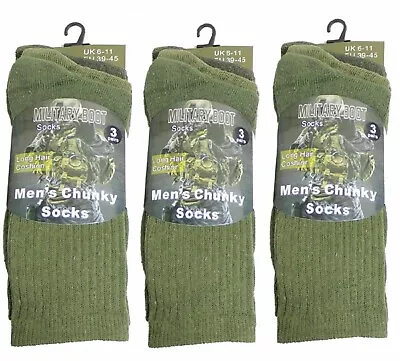 3 Pairs Men's Army Socks Thermal Long Hair Coshion Military Boot Socks Size 6-11 • £5.79