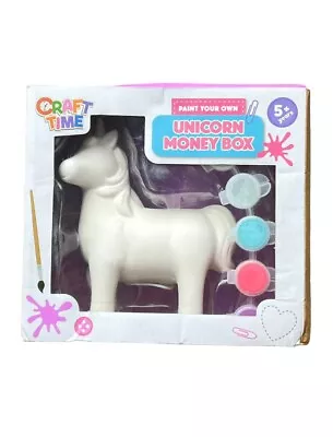 Craft Time Paint Your Own Ceramic Unicorn Money Box Kids 5+ Six Paint  Colours . • £7.79