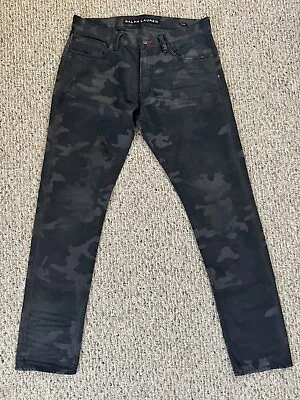 Ralph Lauren Black Label Camo Jeans Wax Coated 34 X 34 • $78