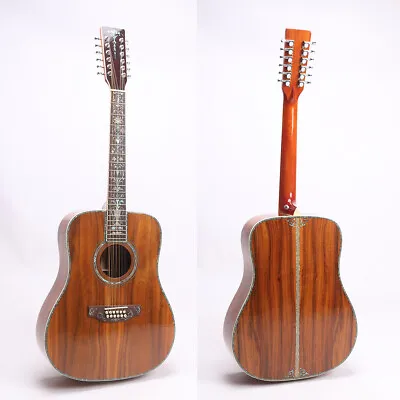 Top Quality 12 Strings Koa Acoustic Guitar Natural Color Beauty Big Sale • $419.33