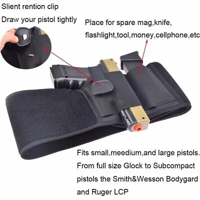 Tactical Belly Band Holster For Concealed Carry Fits Glock Sig S&W 9m IWB/OWB • $15.92